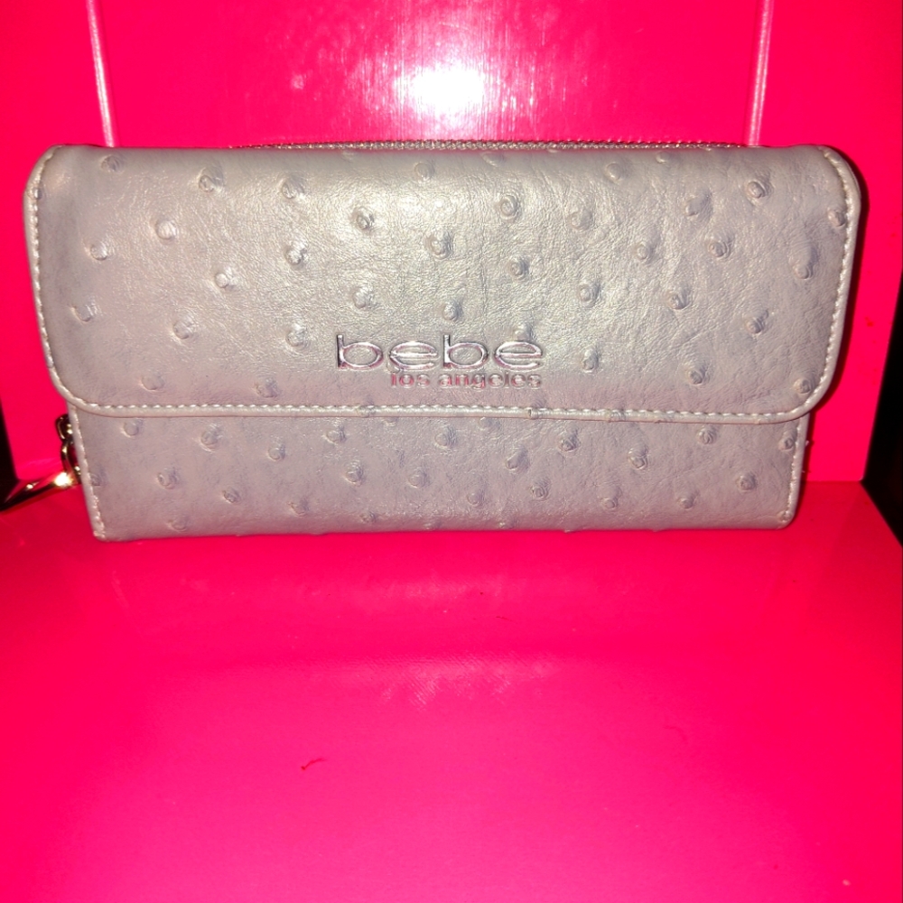 Bebe Gray Wallet Sleek Structured Design
